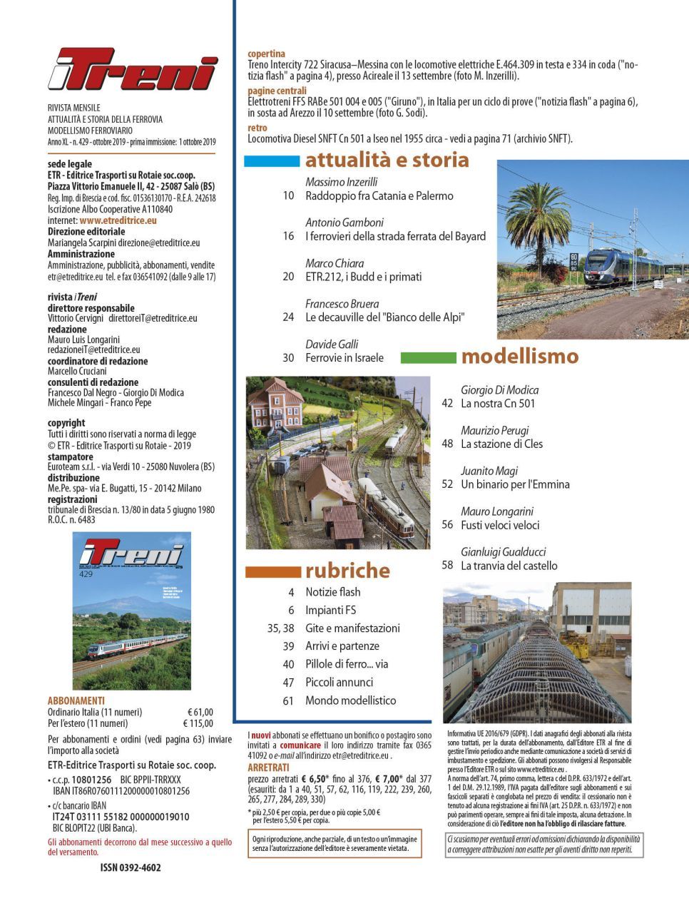 iTreni n° 429 - Ottobre 2019