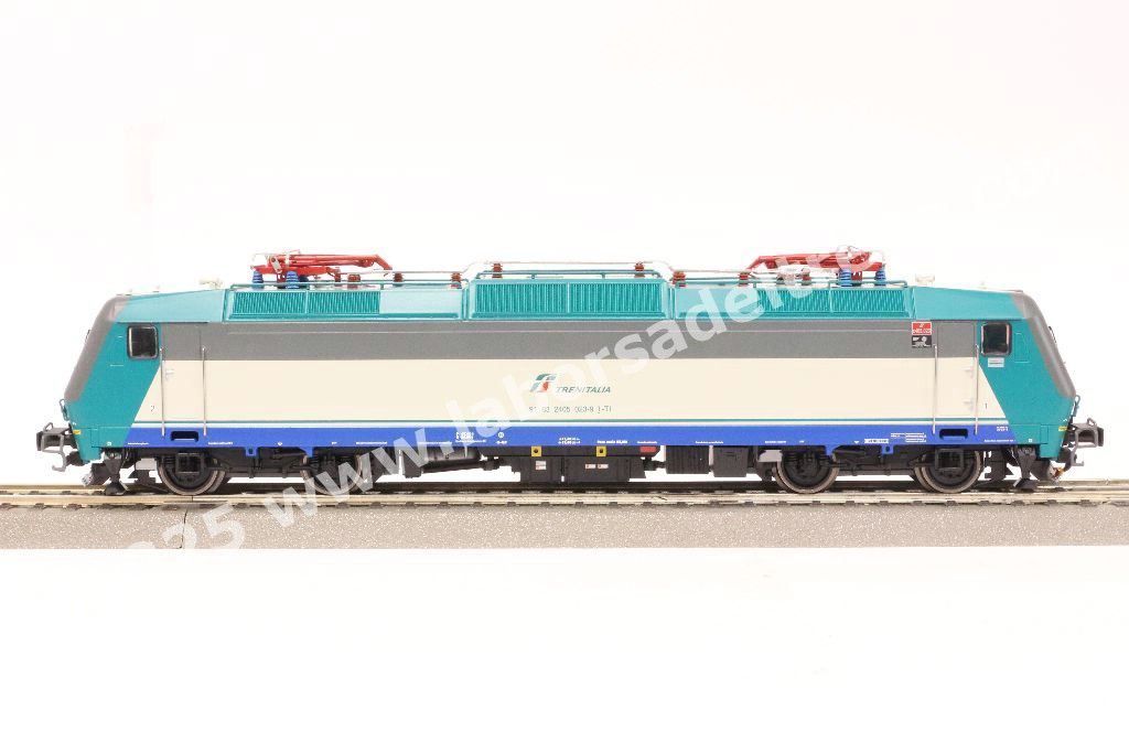 Locomotiva elettrica FS Trenitalia E 405 023, livrea XMPR, logo Trenitalia con baffo rosso, epoca VI
