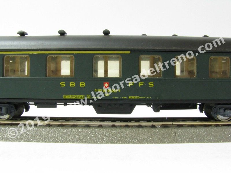 Carrozza passeggeri SBB, Tipo UIC mista 1a/2a classe logo vecchio, epoca IV - Ill.ne interna